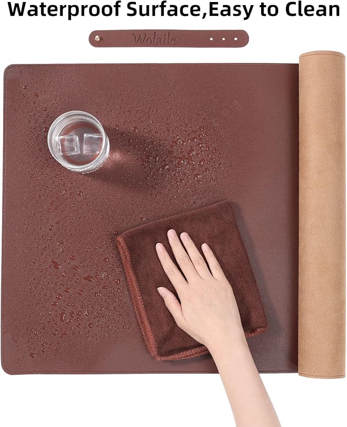 Wolaile PU Leather Desk Pad Blotter 27x13 inches, Non-Slip Base Waterproof - Image 4