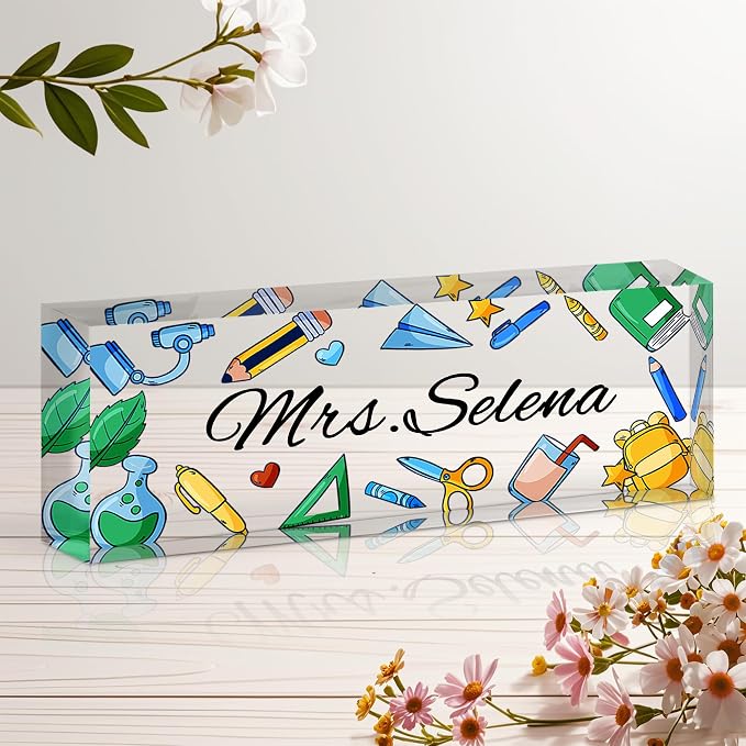 Personalized Name Plate for Desk, Custom Acrylic Desk Name Sign, Office by Unknown