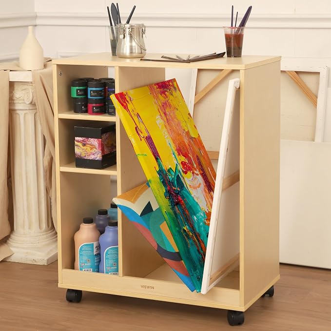 VISWIN Art Cart Organizer, Solid Pine Wood Art Supply Storage Organizer - Image 8