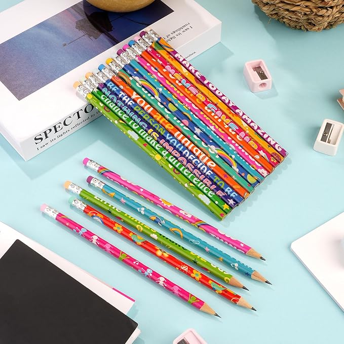 60 Pcs Motivational Pencils Bulk, Rainbow Inspirational School Pencils - Image 4