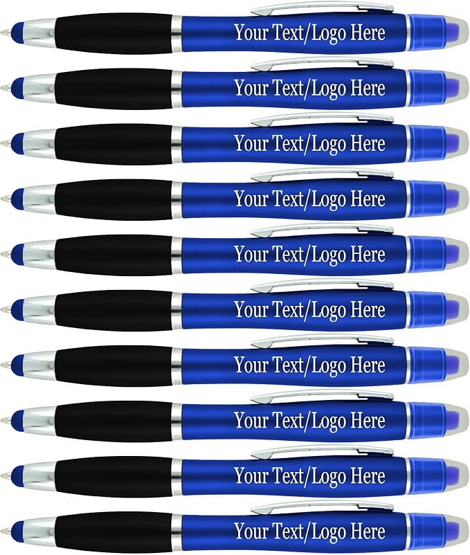 Personalized Pens with Gel Highlighter and Stylus -200 Pack Bulk-Free Imprint - by Sypen