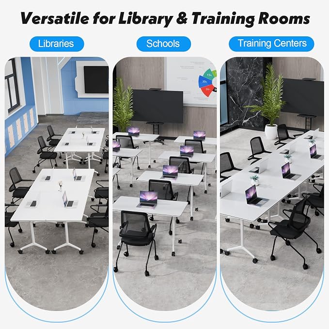 Goakwwuz Conference Room Table, Folding Conference Tables, Thicken Grey Tabletop - Image 7