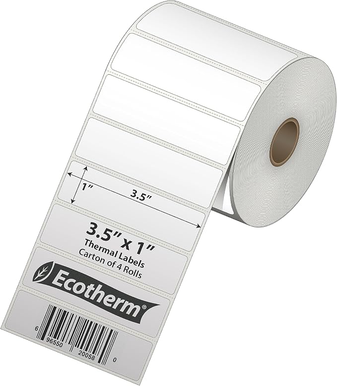 3.5" x 1" Thermal Labels | 4 Rolls | 5360 Labels | fits Zebra, Offnova Thermal - Image 2