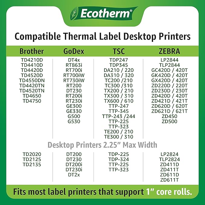 2.25" x 2" Thermal Labels | 6 Rolls | 8220 Labels | fits Zebra, Offnova Thermal - Image 6