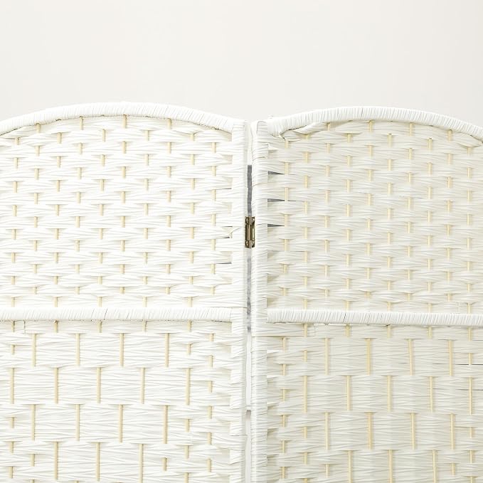 HOMCOM 4 Panel Room Divider, Hand-Woven Freestanding Wall Partition - Image 8
