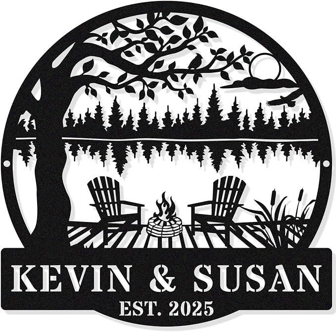 Personalized Mountain Campfire Sign, Custom Fire Pit & Campsite Decor, Metal by HYTSIGN