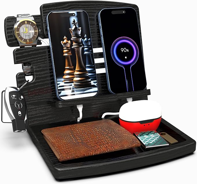 MED Wood Phone Docking Station – Nightstand Desk Organizer by MED
