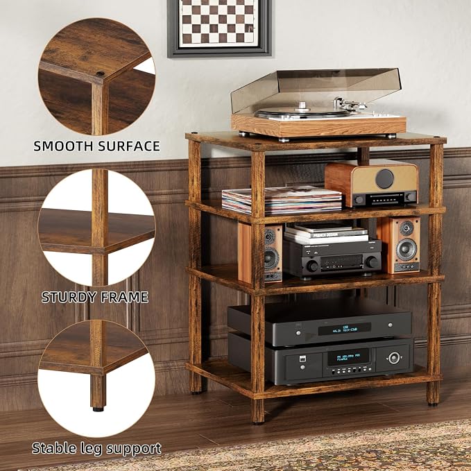 4-Tier AV Media Player Stand, Modern Stereo Cabinet, Wooden TV Stand, Game - Image 6