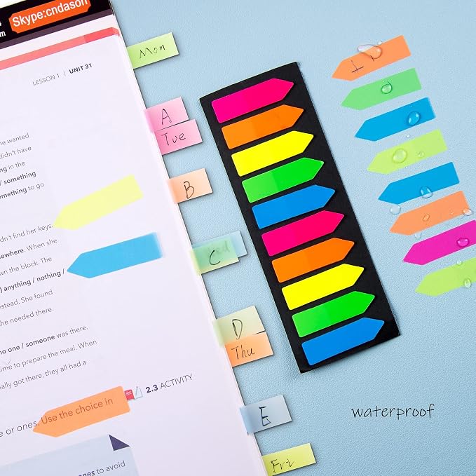Golcellia Fluorescent Translucent Sticky Note Flags, Arrow Index Tabs, Page - Image 7