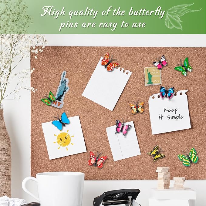 50Packs Butterfly Push Pins Decorative Push Pins Colorful Thumb Tacks Cute - Image 6
