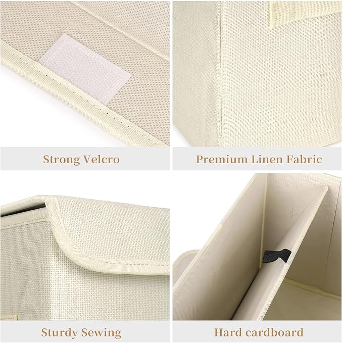 Bagnizer Large 22 Quart Linen Fabric Foldable Storage Bin Cube Organizer Basket - Image 5