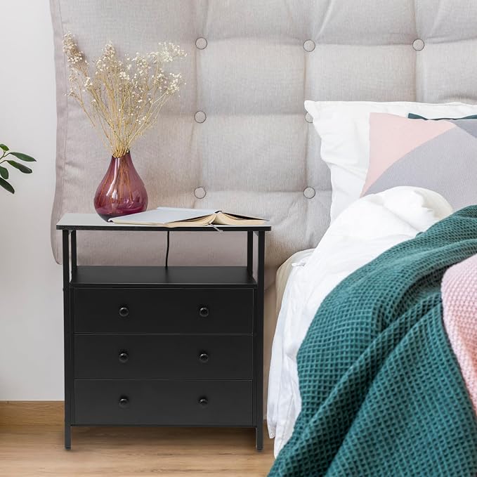 Edbuosy 3 Wooden Drawers Night Stand, 27 Inch Wide Nightstand - Image 7