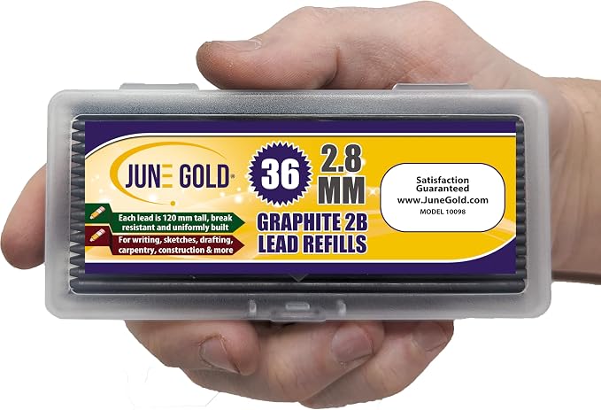 June Gold 36 Pieces, 2.8 mm 2B Lead Refills, 120 mm Length, Long Reach/Deep - Image 2