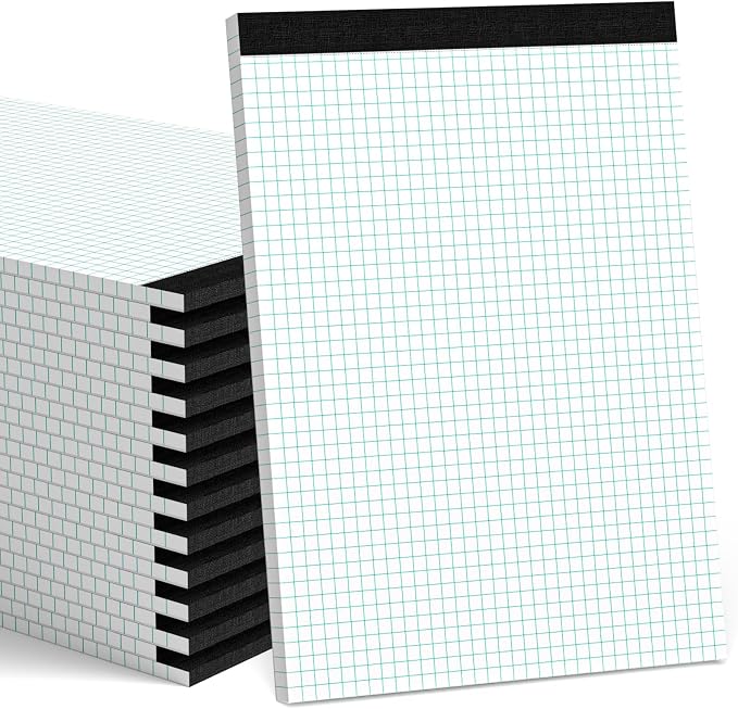Zaviko Graph Paper Pad 8.5 x 11, 24 Pack, 4x4 Graph Ruled, Grid Paper Pad by Home