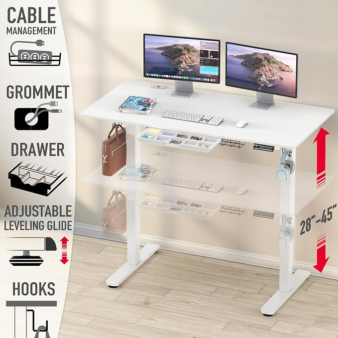 SHW 55 x 28 Inches Electric Height Adjustable Standing Desk - Image 4