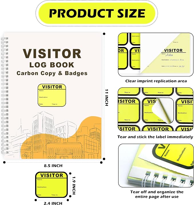 2 Pack of Visitor Badges Registry Log - Image 2