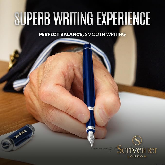 Scriveiner Personalized Midnight Blue Fountain Pen - Image 4
