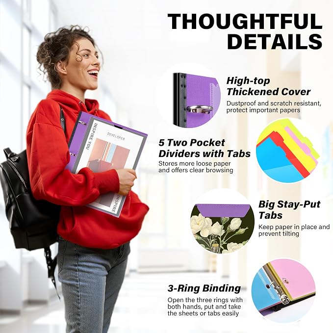 WOT I Telescoping Project Organizer 2-Pack, Refillable 3 Ring Binder - Image 5