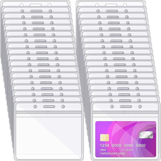 Zonon 150 Pcs Horizontal Clear ID Badge Holders Plastic Card Name Tag Holders by Zonon