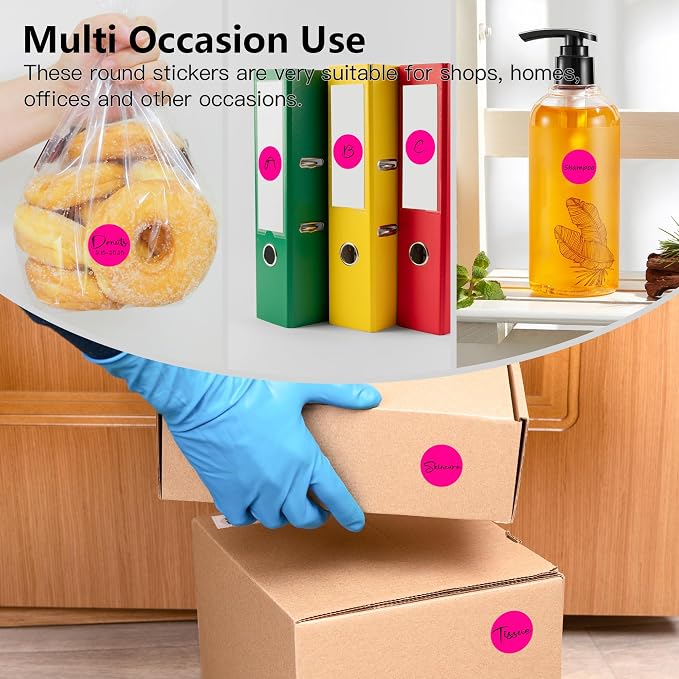 Fluorescent Pink 1 Inch Round Color Coding Labels - Image 7