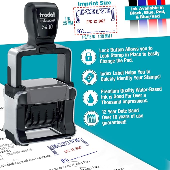 Trodat 5430 Professional Self-Inking Date Stamp - Image 2