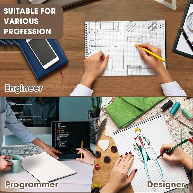 Engrowtic 2 Pack Top Spiral Graph Paper Notebooks 8.7 X11.4 Inch A4 Grid Paper - Image 4