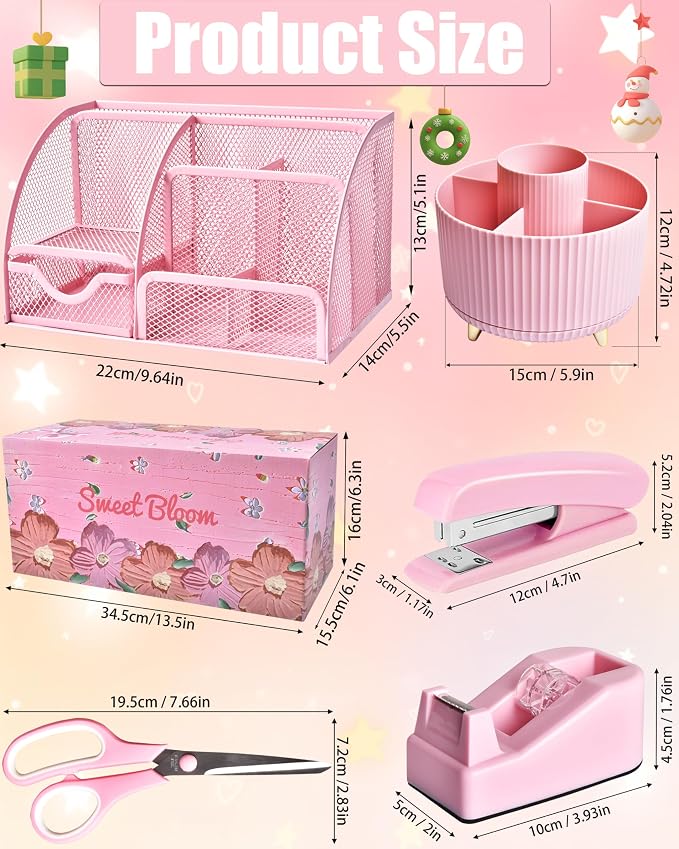 LXEVIHK 21Pcs Pink Desk Organizers and Accessories - Image 6