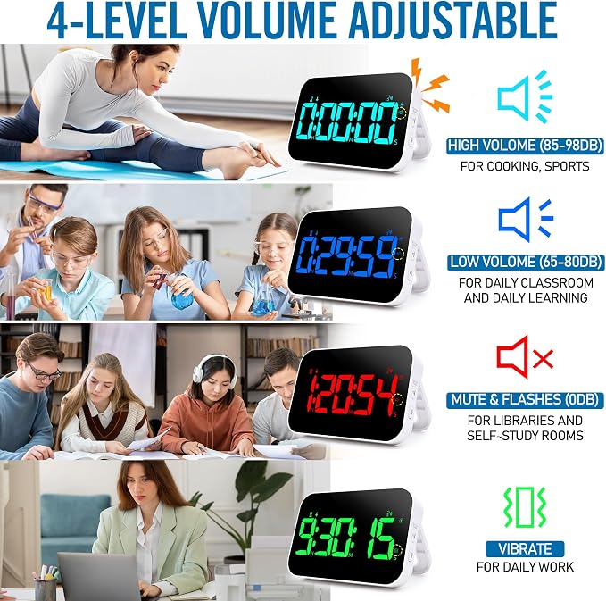 Kitchen Timer（1.5" Number）with Voice Reminder, 10 RGB Color Changing Digital - Image 9