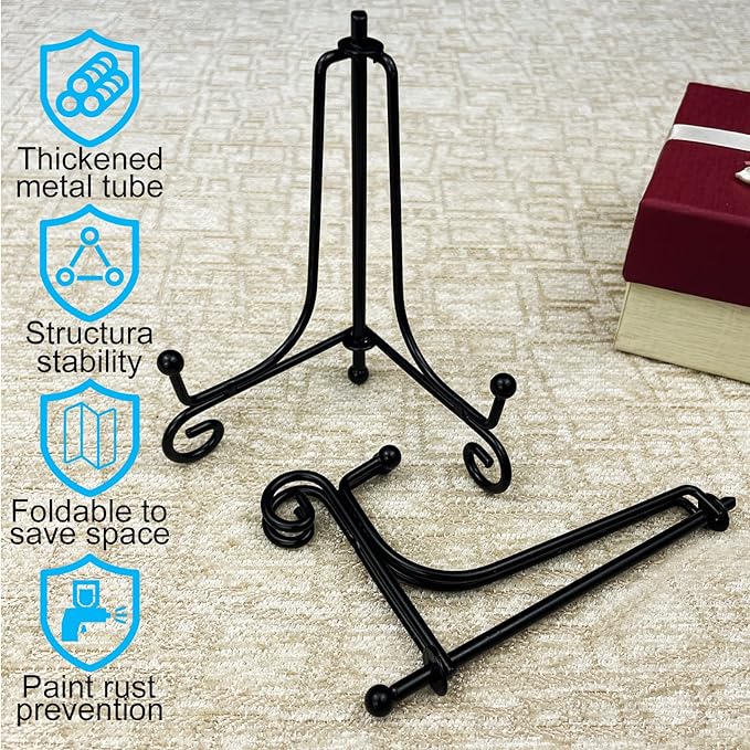 HENABLE 4PCS Premium Black Iron Plate Stands - Image 5
