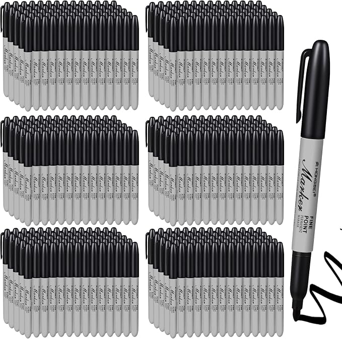 Thenshop 300 Pack Black Permanent Markers Bulk by Thenshop