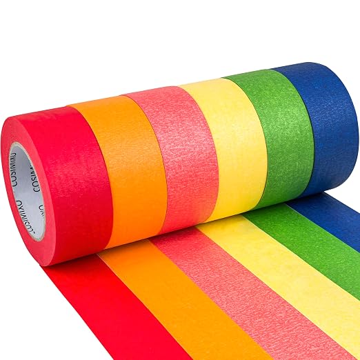 COSIMIXO Colored Masking Tape 1.88 inches x 60 Yards, Rainbow Colors Painters by COSIMIXO