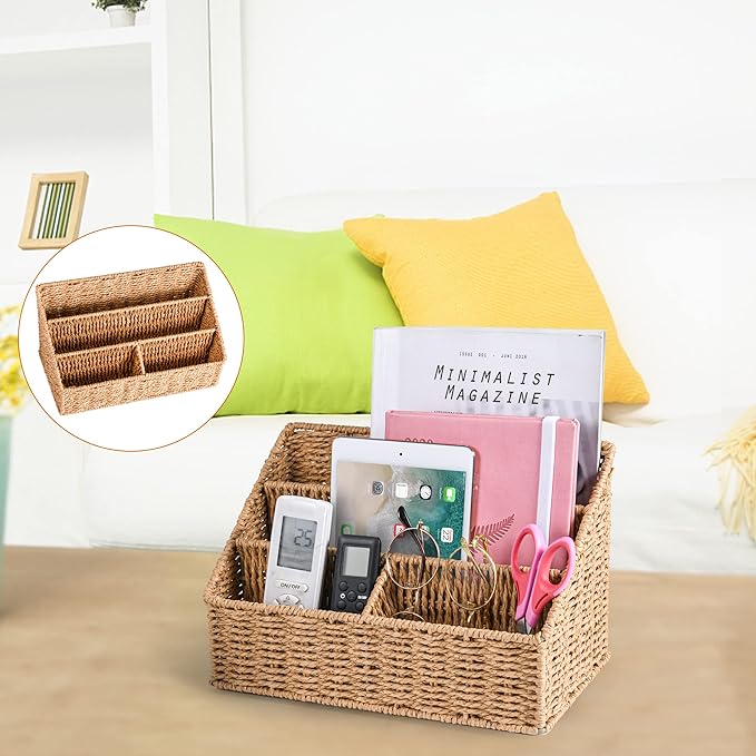 DINGTAI Woven Mail Organizer Countertop, 12 Inch Mail Organizer Basket - Image 7