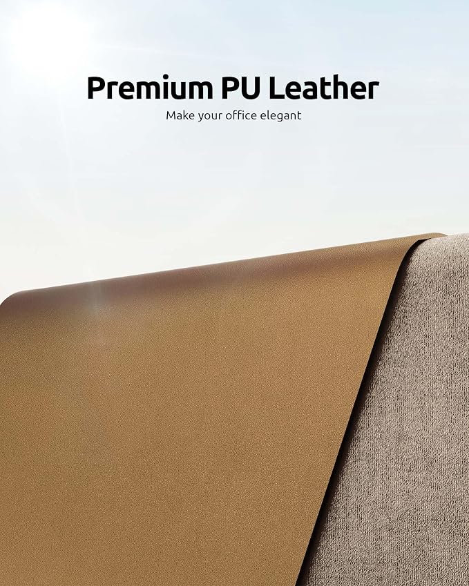 YSAGi Leather Desk Protector, Office Mat, Large Mouse Mat, Non-Slip PU Leather - Image 2