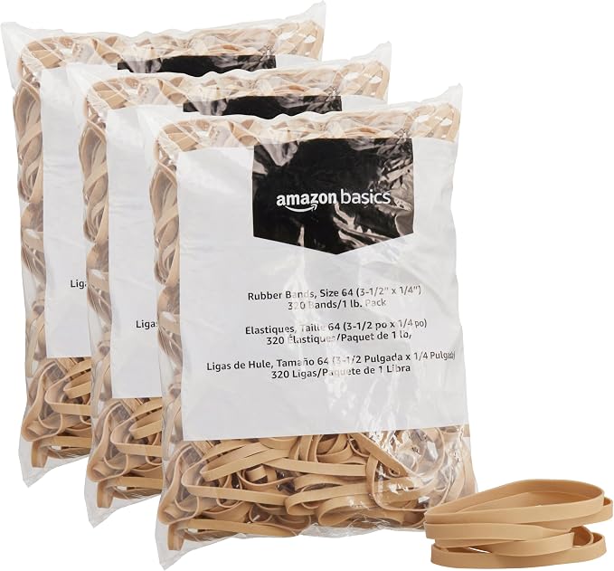 Amazon Basics Rubber Bands, Size 64, 320 Bands/1 lb Pack by AmazonBasics