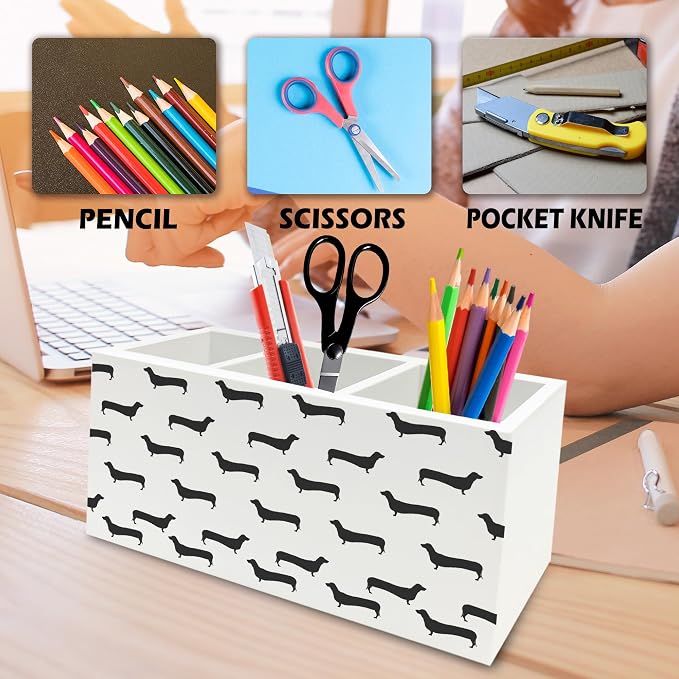 QZQE Black Dachshund Pen Pencil Holder Organizer - Image 6