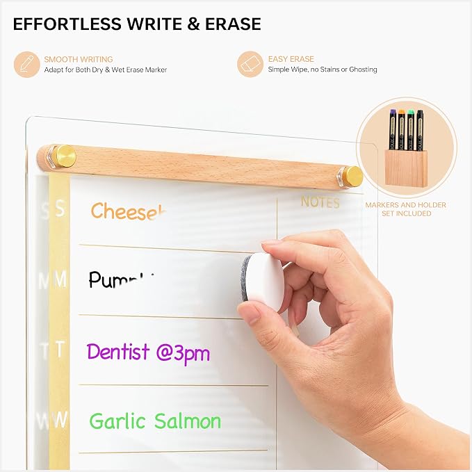 Clear Gold Glass Weekly Dry Erase Calendar Whiteboard - Image 4
