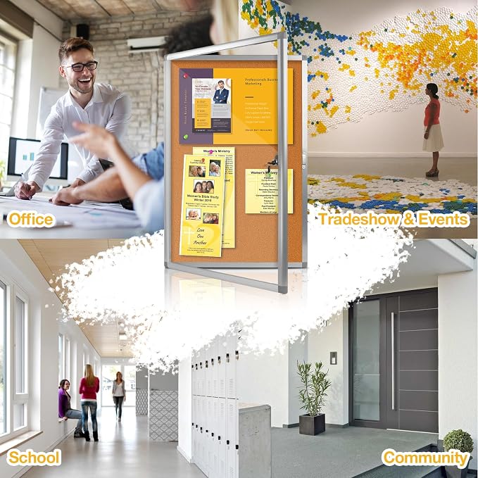 Outdoor Enclosed Bulletin Board, Weatherproof Cork Noticeboard - Image 5