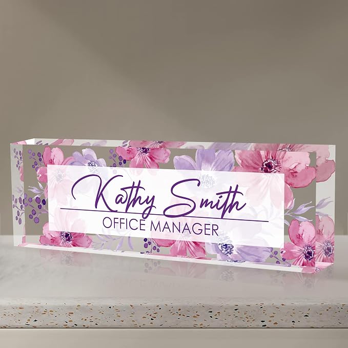 Personalized Name Plate for Desk, Custom Desk Name Plate, Acrylic Name Plate by EOBIBIFUN