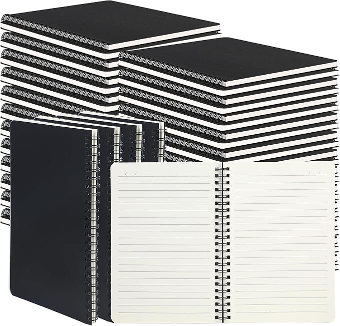 miikoul 100 Packs A5 Spiral Notebooks, 60 Sheets/120 Pages, Hardcover Lined by Welcometomiikoul