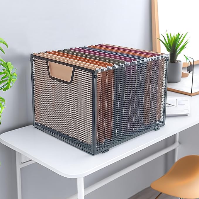 SREGGSIY 2 Pack Metal File Baskets, Hanging File Folder Organizer, Office File - Image 4