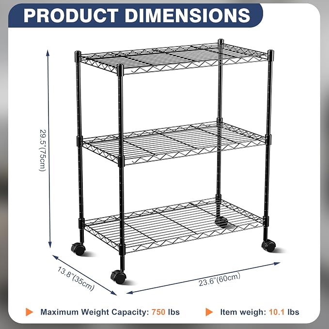 VANZBON 3-Tier Wire Shelf Rack, Wire Metal Shelving - Image 2