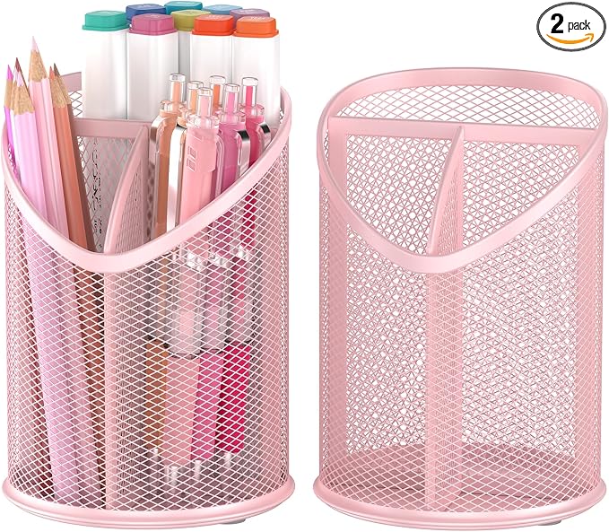 Delifox 2 Pack Pen Holder Mesh Round Pencil by Delifox