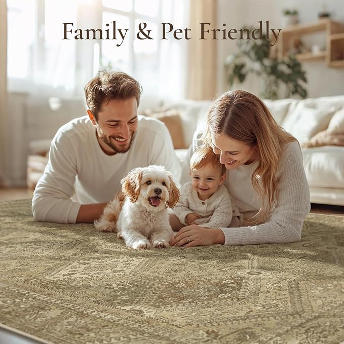GENIMO 8x10 Area Rugs for Living Room, Machine Washable Non Slip Vintage Rugs - Image 7