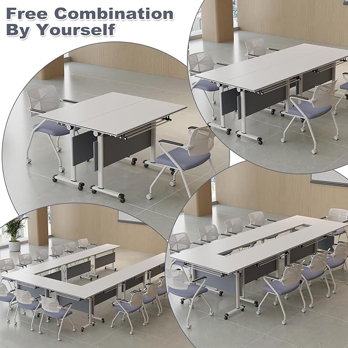 czxhaery Conference Table, Folding Conference Table, Flip Top Mobile Folding - Image 4