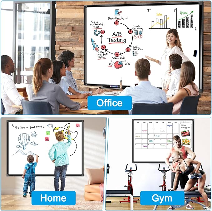 H-Qprobd 48"x36" Magnetic White Board Dry Erase Wall Mount Whiteboard - Image 7