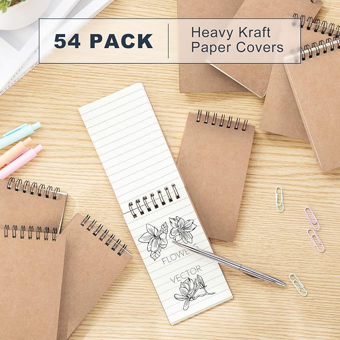 Tenceur 54 Pcs Mini Spiral Notebook 3" x 5" Top Bound Small Spiral Notepads - Image 3