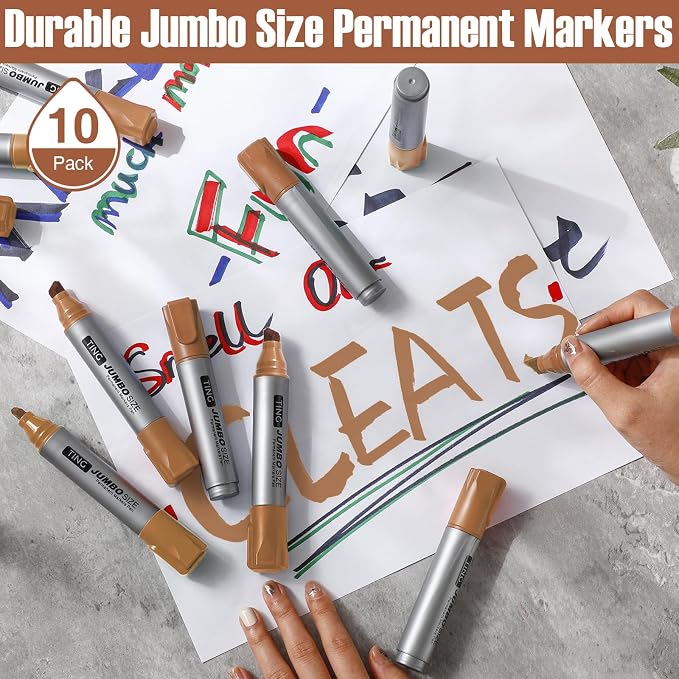 Fuutreo 10 Pack Jumbo Permanent Markers Bulk Large Chisel Tip Permanent Markers - Image 7