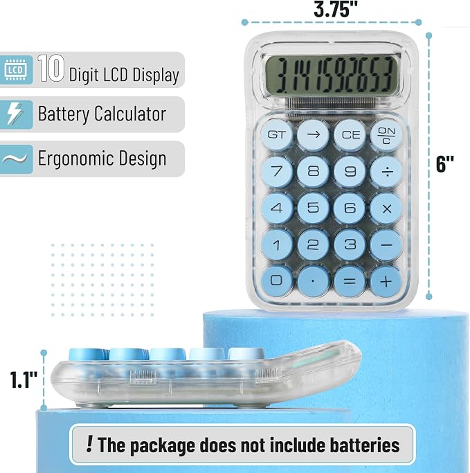 Mr. Pen- Mechanical Switch Calculator, 10 Digits, Transparent Body, Large LCD - Image 2