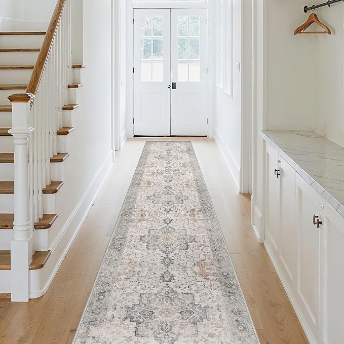 GENIMO Runner Rug 3x10, Non Slip Vintage Hallway Runner Rugs, Low Pile - Image 3