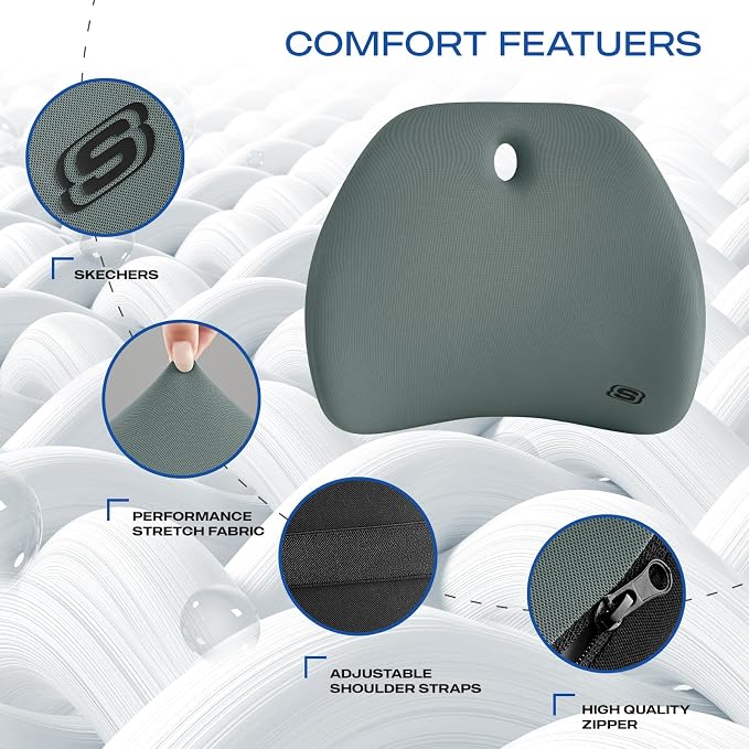 Skechers Lumbar Support Pillow for Office Chair, Memory Foam Lumbar Pillow - Image 4